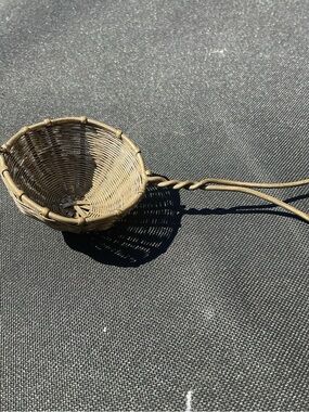 Antique brass tea strainer 5 1/4” x 2”